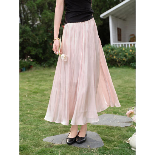 鹿向南【0420/20:00新品前1小时5折限量100件】垂感粉色半身裙女 商品图1