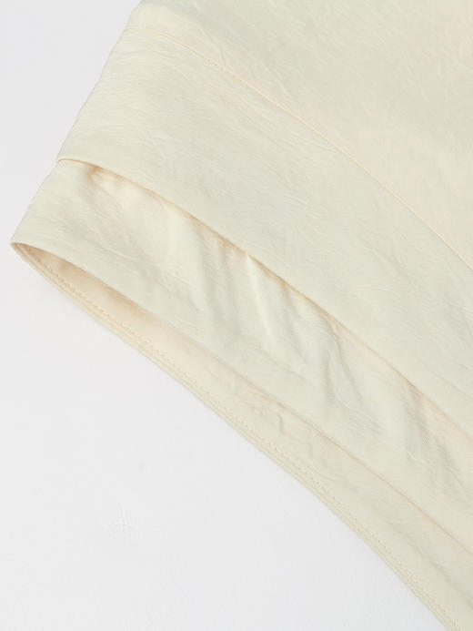 法式温柔风米白色无袖背心 收腰显瘦褶皱设计感圆领气质上衣 商品图3