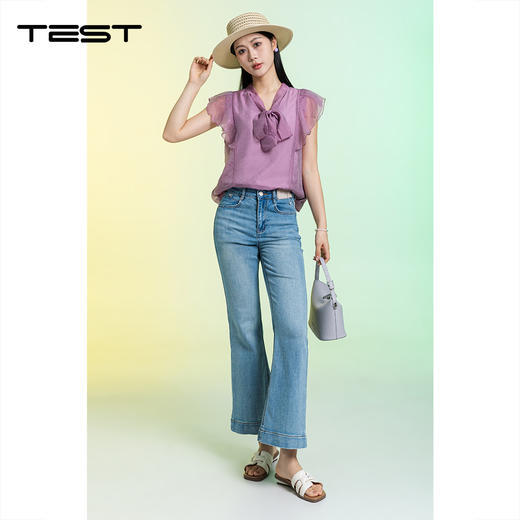 夏上新韩系慵懒高腰阔腿复古做旧宽松直筒九分牛仔裤3262016 商品图4