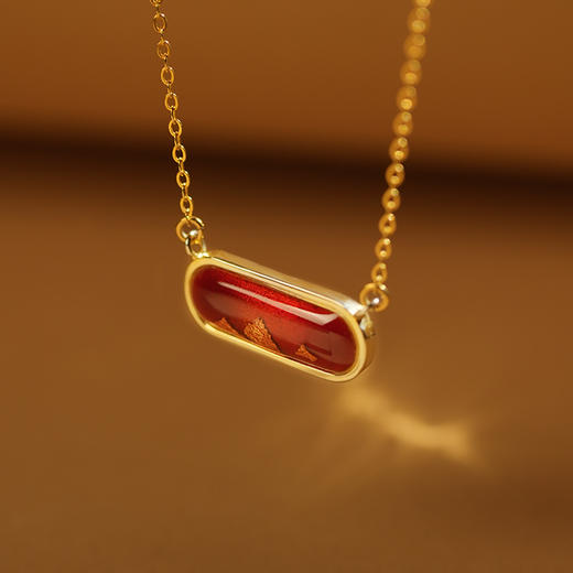 鸿运金山 · 金箔真珐琅纯银项链 商品图5