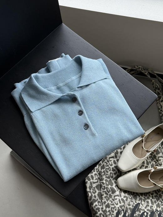 isabelle marran高智感老钱风翻领亚麻POLO衫JS3699002 商品图8