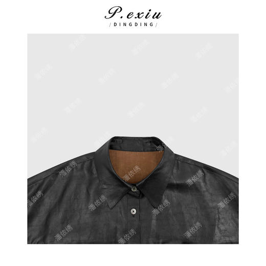 PanYiXiu/潘依绣100%桑蚕丝皮子缎极简风显瘦高级短袖翻领衬衫 YL1731 商品图2