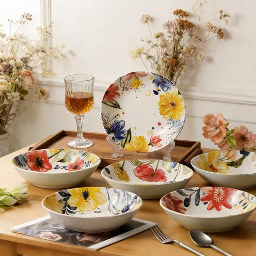 【超值好价 到手4个】瓷县令 8英寸莫奈花野餐盘 商品图0