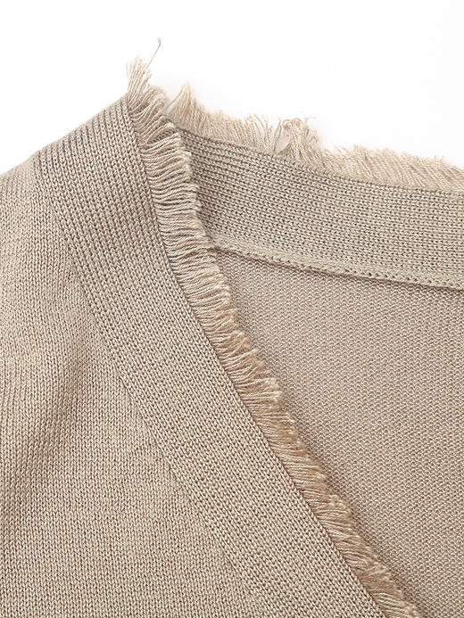 夏季新款深色针织马甲 毛边 V 领无袖透气显瘦单排扣外穿上衣 商品图4