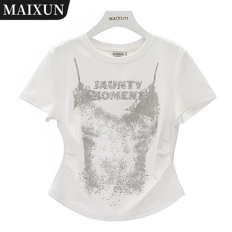 麦寻米白短袖T恤TXSES09B