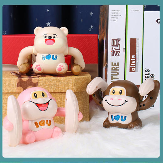 【声光电动，趣味十足】某音翻滚猴益智声光电动翻斗猴男女孩宝宝爬行翻跟头小猴小熊玩具。xb 商品图0