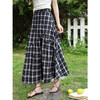 鹿向南「星落左岸」复古黑色格纹半身裙女夏新款显瘦学院风中长裙 商品缩略图0
