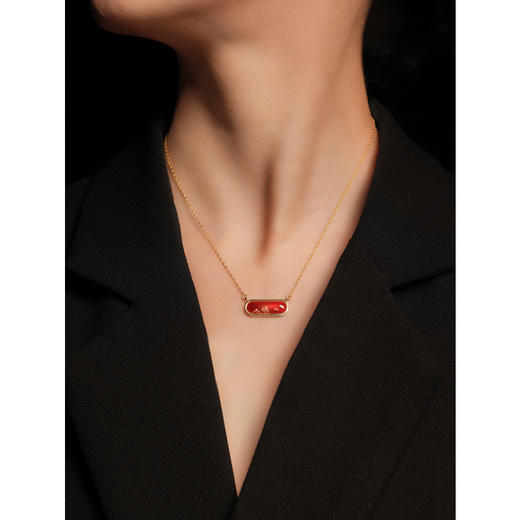 鸿运金山 · 金箔真珐琅纯银项链 商品图6