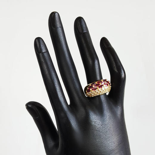 【天然正品】AU750黄金镶钻群镶天然宫廷风设计师款宽版1.21克拉红宝石戒指13.5号（戒圈可改）190326NJM27 商品图7