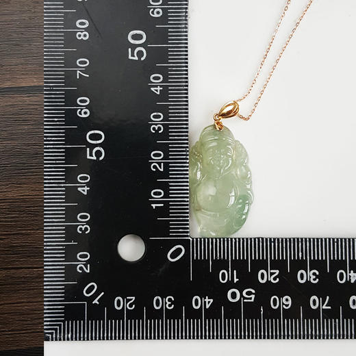 【天然正品】A货翡翠AU750黄金镶天然细腻冰种财神造型（招财纳福）翡翠吊坠项链37.8*17.0*5.2MM（皆取最大值）250326NJS16 商品图2