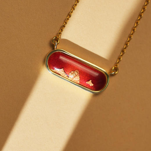 鸿运金山 · 金箔真珐琅纯银项链 商品图1