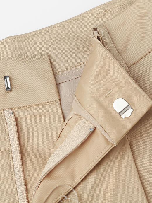 卡其色高腰阔腿裤女夏季 薄款打褶宽松显瘦垂感九分休闲裙裤 商品图2