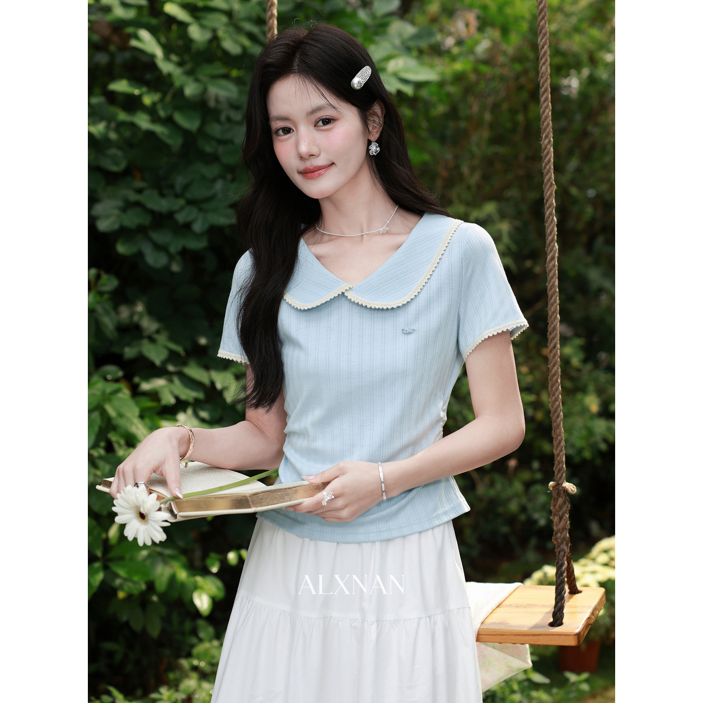 鹿向南【0330/20:00新品前一小时5折限量100件】蓝色T恤