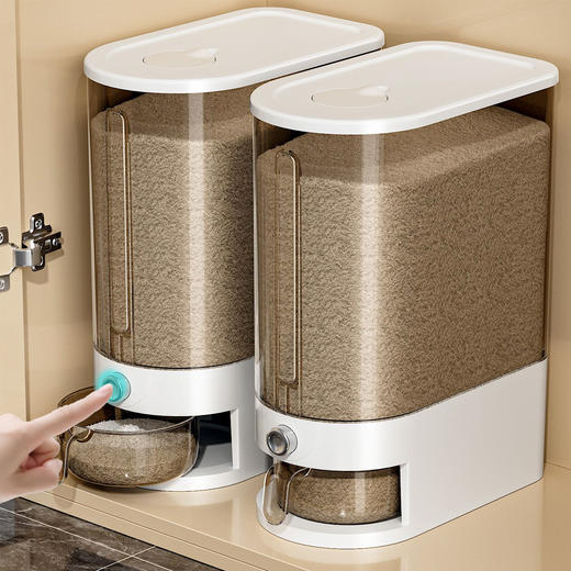 【一键快速出米、密封防虫设计】米桶密封家用高端自动出米面粉大米密封桶大容量装米箱按压储粮桶.TA 商品图0