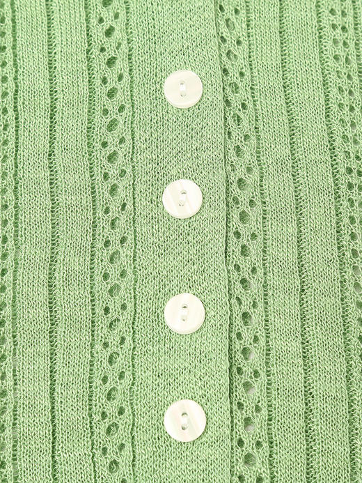 深棕色镂空针织马甲女 夏季薄款 V 领单排扣无袖外搭透气显瘦背心 商品图5