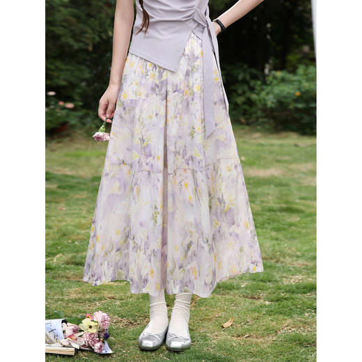 鹿向南【0420/20:00新品前1小时7折限量100件】温柔风紫色半身裙 商品图1