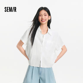 [商场同款]森马短袖衬衫女短背心oversize衬衣2025夏季新款两件套