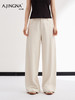 【复古直筒】阿菁娜春夏新款复古直筒裤宽松垂坠修饰腿型奶杏色温柔显腿长F31X210005 商品缩略图3