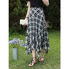 鹿向南「星朵柠野」复古格纹半身裙女夏新款不规则高腰显瘦中长裙 商品缩略图0