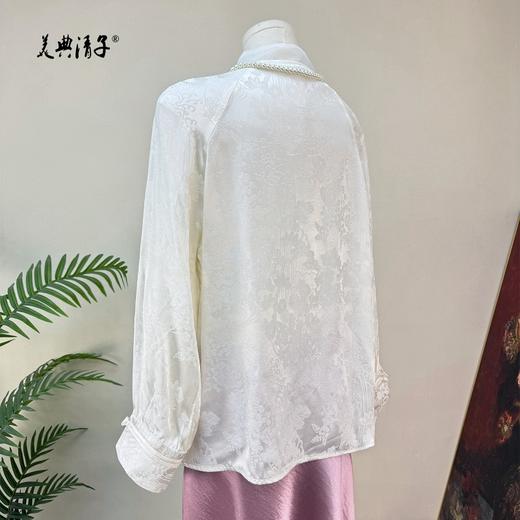 新中式提花斜襟立领长袖单排扣衬衫 商品图4