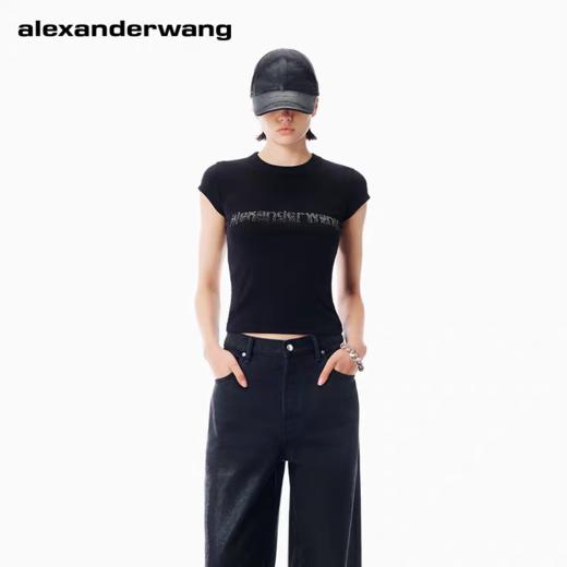 大王|@lexander 立体烫钻26ss 超软女纯棉烫钻工艺logo徽标女版圆领短袖T恤 商品图1
