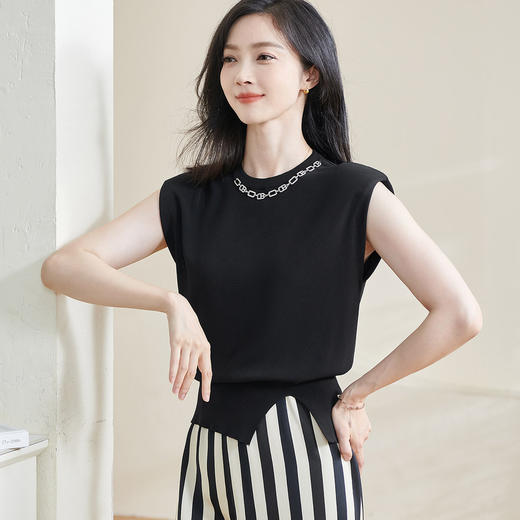 开叉针织衫 米思阳2026夏季新款时髦洋气百搭无袖上衣3088/1271 商品图4