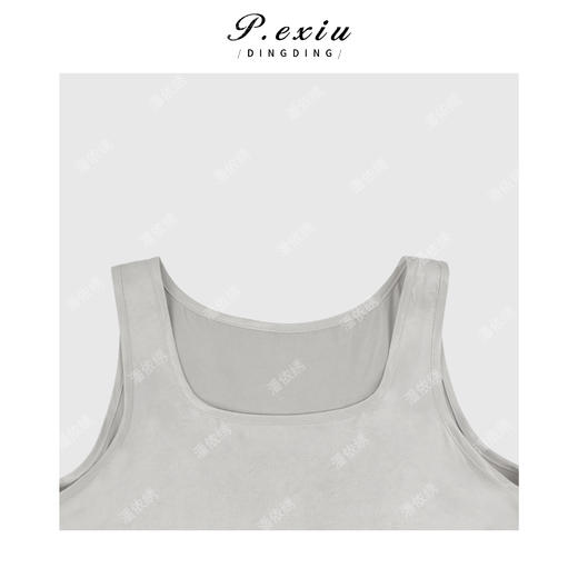 PanYiXiu/潘依绣 莱赛尔天丝慵懒松弛宽松显瘦方领无袖连衣裙 W-63933 商品图2