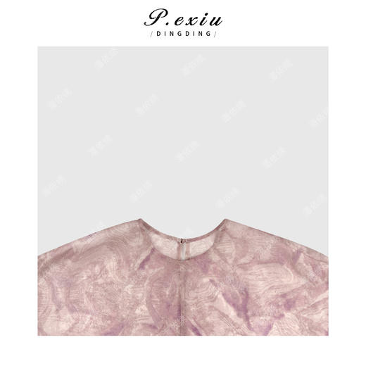PanYiXiu/潘依绣【粉漾柔烟】100%桑蚕丝新中式温柔风晕染气质圆领衬衫 CS9080 商品图2