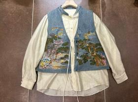 【门店同款】ENJOY春季拼牛仔假两件国风上衣 170551534