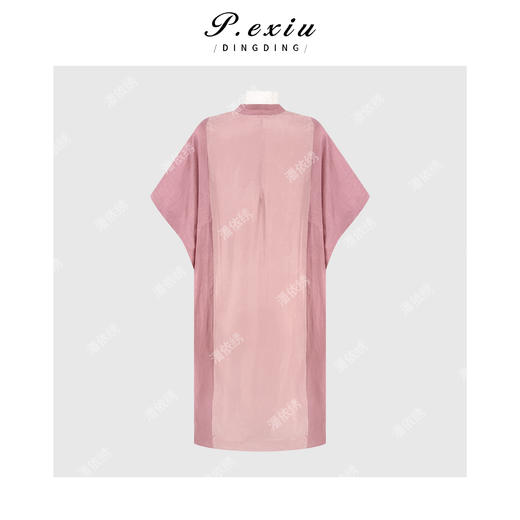 PanYiXiu/潘依绣100%亚麻松弛感宽松显瘦拼接圆领连衣裙 W-63975 商品图1