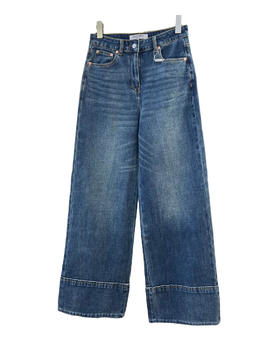 女款水洗高腰阔腿牛仔裤长裤la023