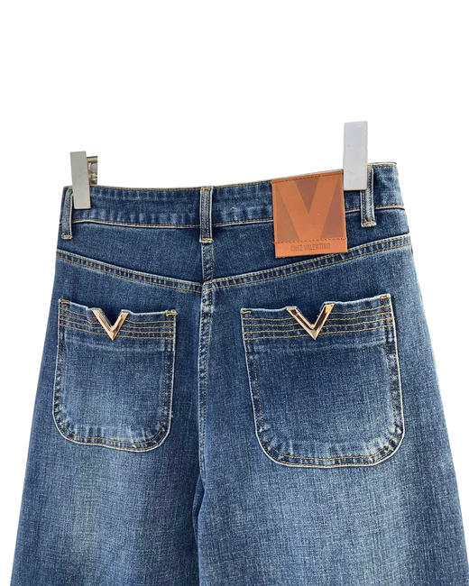 女款水洗高腰阔腿牛仔裤长裤la023 商品图2