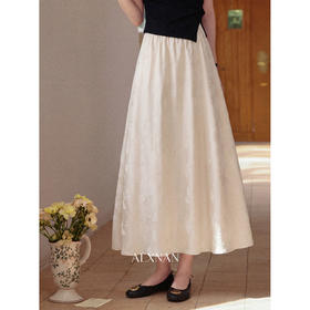 鹿向南「诗韵婉兮」杏色半身裙女夏季新款气质垂感国风显瘦A字裙