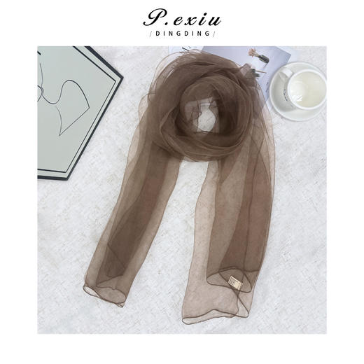 PanYiXiu/潘依绣100%桑蚕丝高级感气质百搭纯色披肩围巾丝巾 SYC16648 商品图3