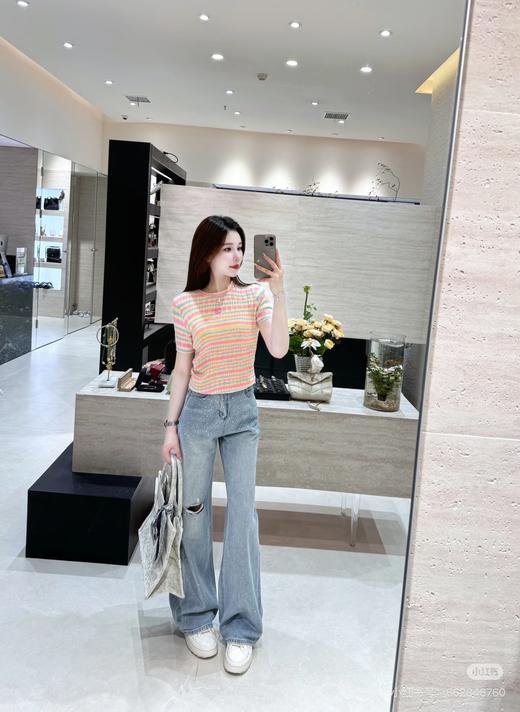 香奶奶春夏彩虹条纹针织短袖 商品图7