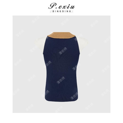 PanYiXiu/潘依绣人丝撞色假两件百搭修身显瘦针织背心 D461 商品图1