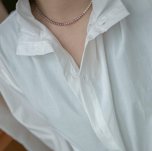 纯天然色紫色四季彩渐变 用心做的小精致 天然的渐变串法是与身俱来的精致和高级 3-4mm小珍珠 基本完美无瑕 高段位珍珠项链 商品图5