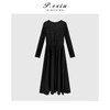 PanYiXiu/潘依绣气质优雅烫钻拼接显瘦V领长袖连衣裙 W-63977 商品缩略图1