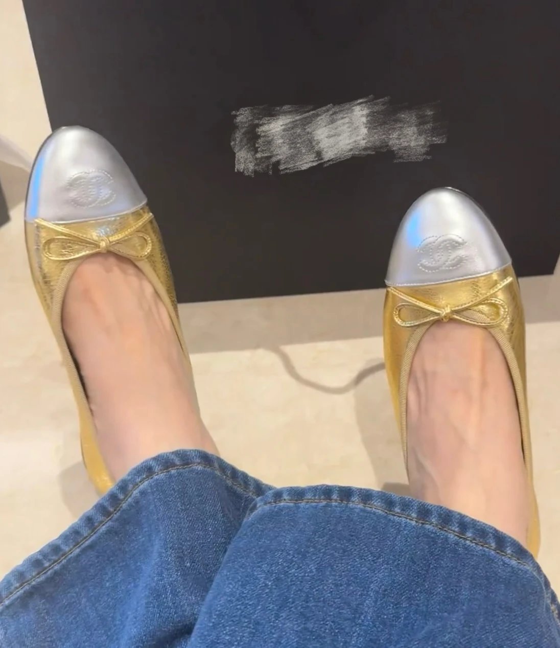 重磅渠道   双C平底舞蹈鞋  万年经典款 双色单鞋  菱格纹芭蕾舞鞋  巨舒服！