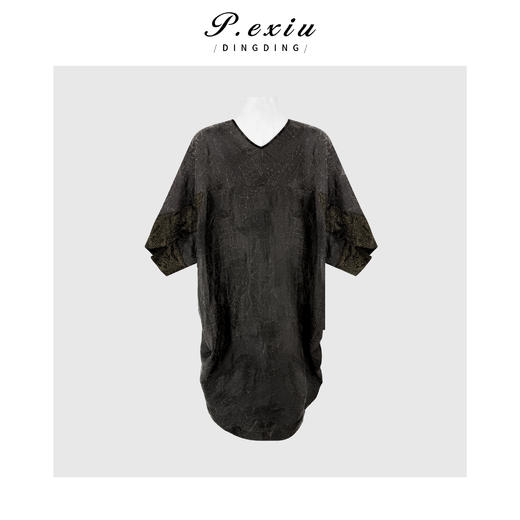 PanYiXiu/潘依绣【雾棕夏漪】100%桑蚕丝原龟香云纱拼接气质大气连衣裙 AB26296 商品图1