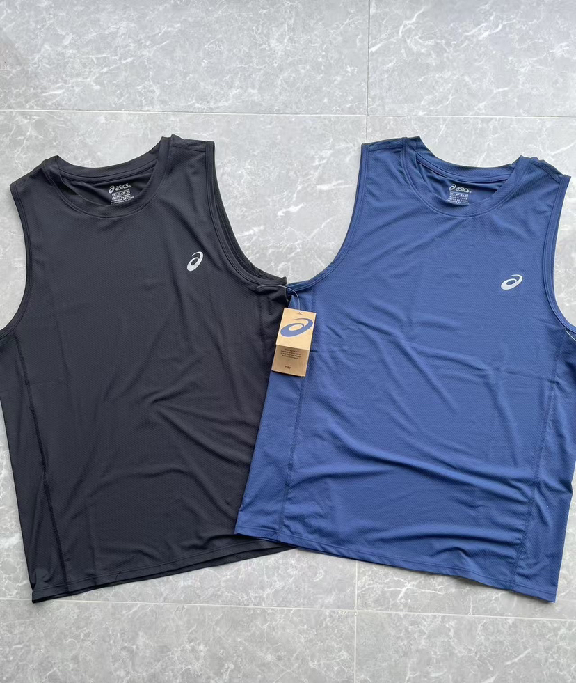全新正品26年新款ASICS男士运动户外弹力速干马拉松背心，黑色蓝色
尺码M-XXL