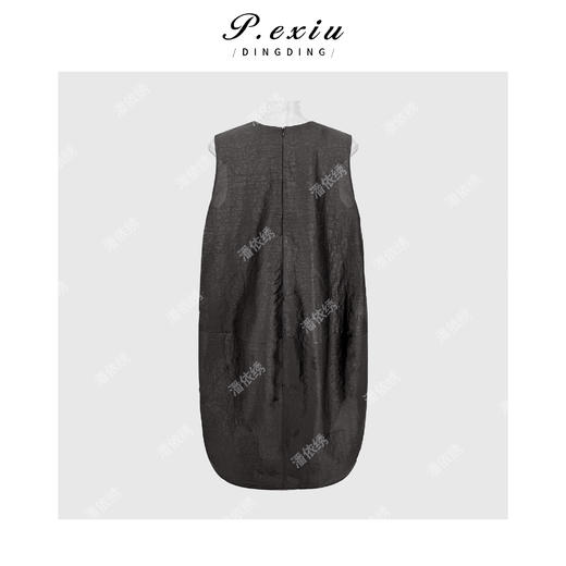 PanYiXiu/潘依绣100%桑蚕丝龟裂纹香云纱高级感宽松显瘦圆领无袖连衣裙 YL1416 商品图1