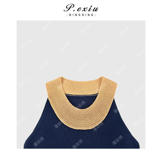 PanYiXiu/潘依绣人丝撞色假两件百搭修身显瘦针织背心 D461 商品图2