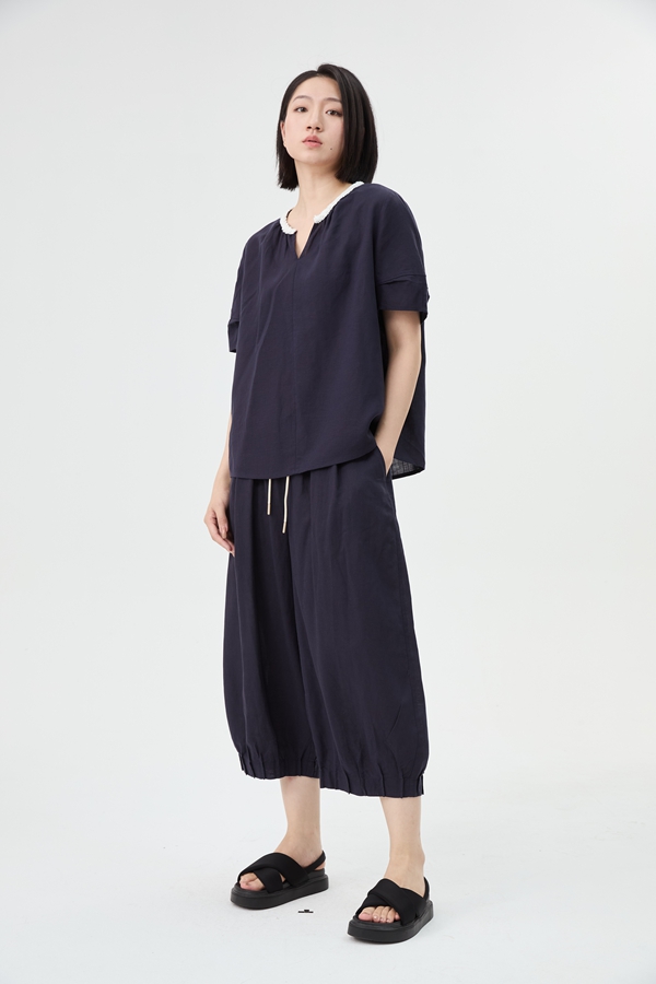 【爆款推荐 天丝亚麻】水淼2026夏新品天丝麻花边小衫短袖2190