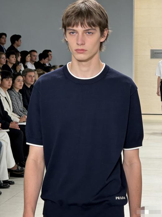 中性款刺绣丝质针织短袖T恤la020 商品图3