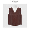 PanYiXiu/潘依绣 100%桑蚕丝香云纱素绉缎勾花刺绣V领背心 AB20107 商品缩略图1