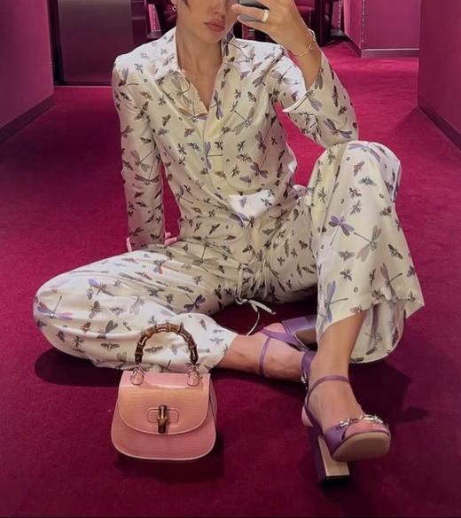 女款丝质印花长袖衬衫 可配套装zh012 商品图3