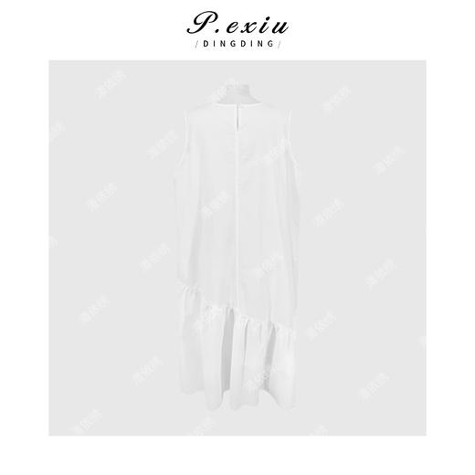 PanYiXiu/潘依绣慵懒风极简休闲不规则拼接圆领无袖连衣裙 W-63976 商品图1