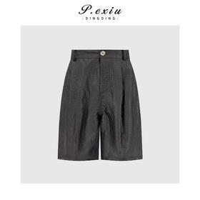 100%桑蚕丝龟纹高级质感显瘦松紧腰休闲短裤 YL2132-1