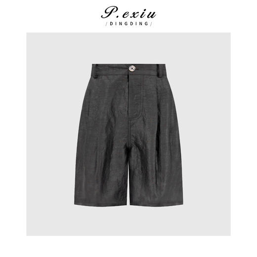 100%桑蚕丝龟纹高级质感显瘦松紧腰休闲短裤 YL2132-1 商品图0